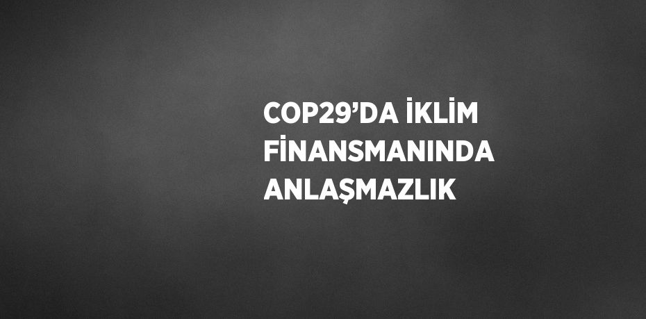 COP29’DA İKLİM FİNANSMANINDA ANLAŞMAZLIK