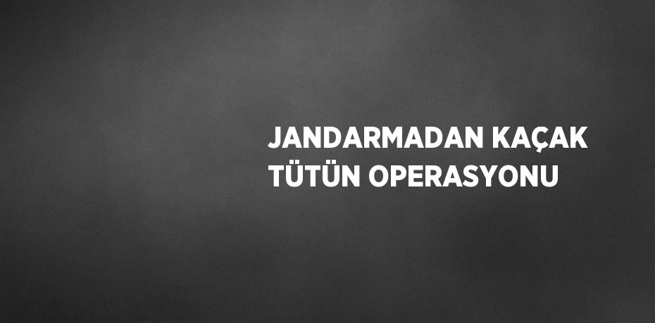 JANDARMADAN KAÇAK TÜTÜN OPERASYONU