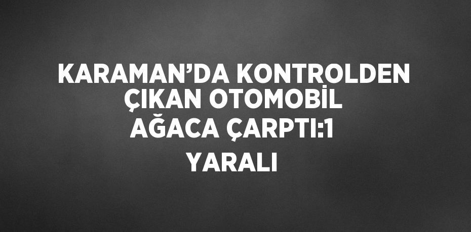 KARAMAN’DA KONTROLDEN ÇIKAN OTOMOBİL AĞACA ÇARPTI:1 YARALI