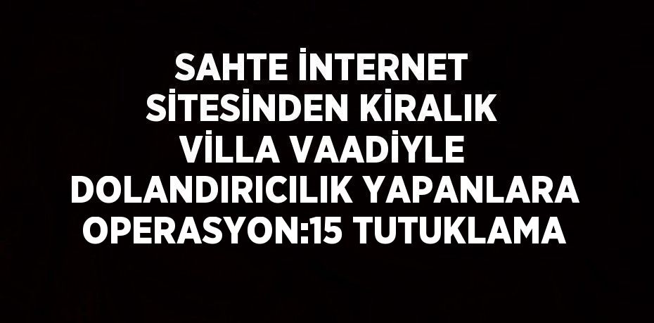 SAHTE İNTERNET SİTESİNDEN KİRALIK VİLLA VAADİYLE DOLANDIRICILIK YAPANLARA OPERASYON:15 TUTUKLAMA