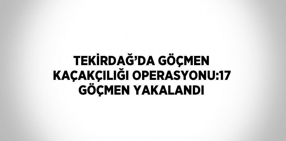 TEKİRDAĞ’DA GÖÇMEN KAÇAKÇILIĞI OPERASYONU:17 GÖÇMEN YAKALANDI