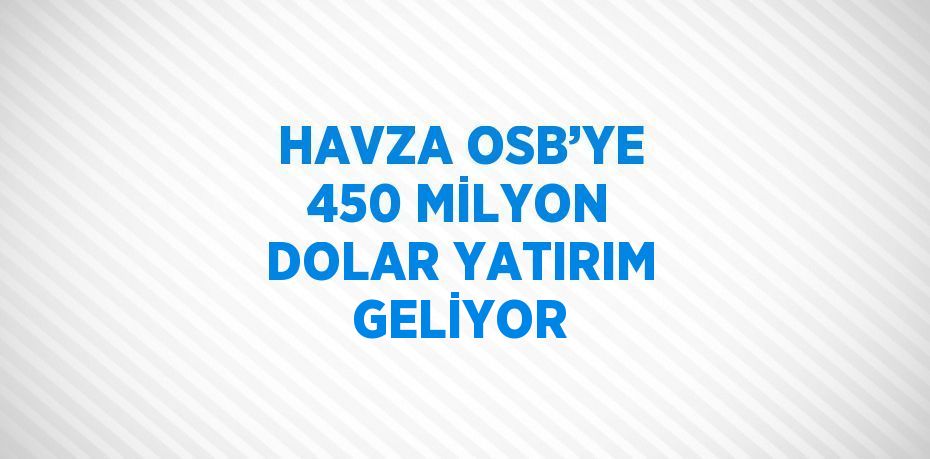 HAVZA OSB’YE 450 MİLYON DOLAR YATIRIM GELİYOR