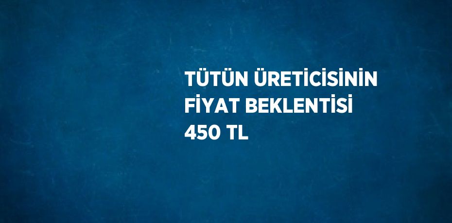 TÜTÜN ÜRETİCİSİNİN FİYAT BEKLENTİSİ 450 TL