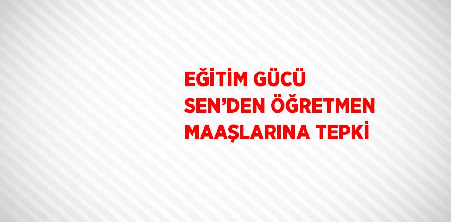 EĞİTİM GÜCÜ SEN’DEN ÖĞRETMEN MAAŞLARINA TEPKİ