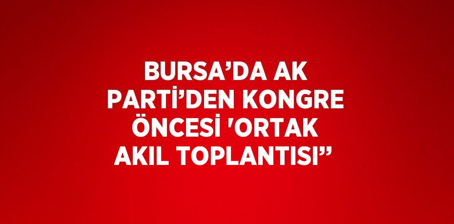 BURSA’DA AK PARTİ’DEN KONGRE ÖNCESİ 'ORTAK AKIL TOPLANTISI’’