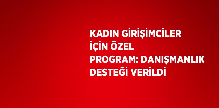 KADIN GİRİŞİMCİLER İÇİN ÖZEL PROGRAM: DANIŞMANLIK DESTEĞİ VERİLDİ