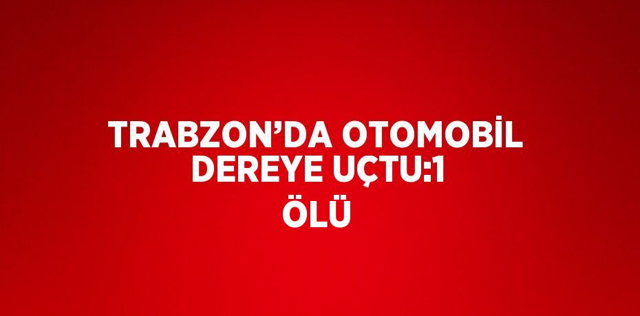 TRABZON’DA OTOMOBİL DEREYE UÇTU:1 ÖLÜ