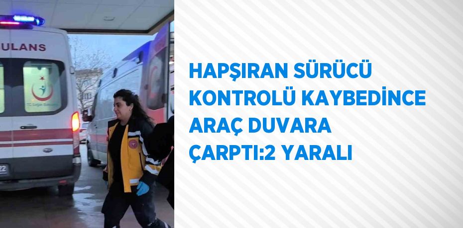 HAPŞIRAN SÜRÜCÜ KONTROLÜ KAYBEDİNCE ARAÇ DUVARA ÇARPTI:2 YARALI