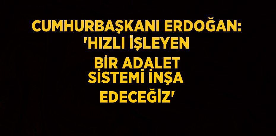 CUMHURBAŞKANI ERDOĞAN: 'HIZLI İŞLEYEN BİR ADALET SİSTEMİ İNŞA EDECEĞİZ'