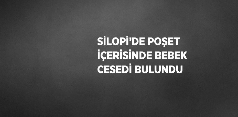 SİLOPİ’DE POŞET İÇERİSİNDE BEBEK CESEDİ BULUNDU