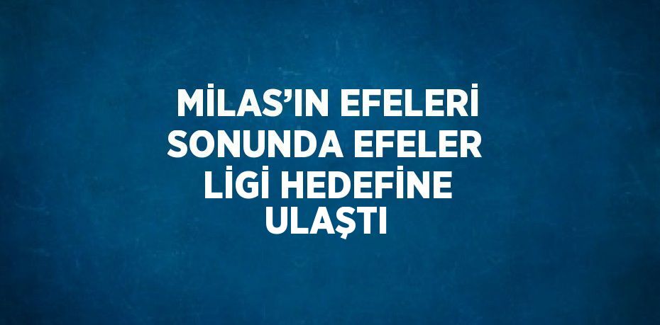 MİLAS’IN EFELERİ SONUNDA EFELER LİGİ HEDEFİNE ULAŞTI