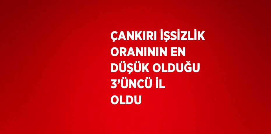 ÇANKIRI İŞSİZLİK ORANININ EN DÜŞÜK OLDUĞU 3’ÜNCÜ İL OLDU