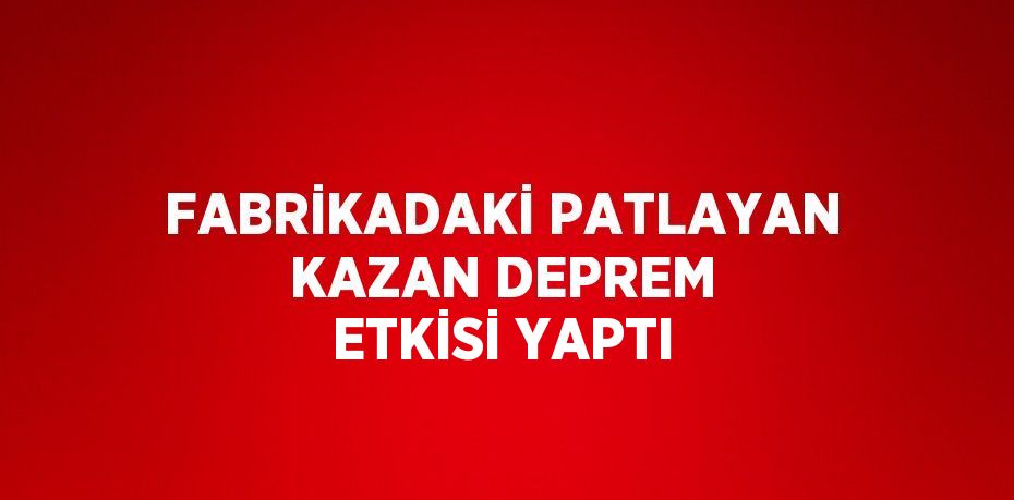 FABRİKADAKİ PATLAYAN KAZAN DEPREM ETKİSİ YAPTI