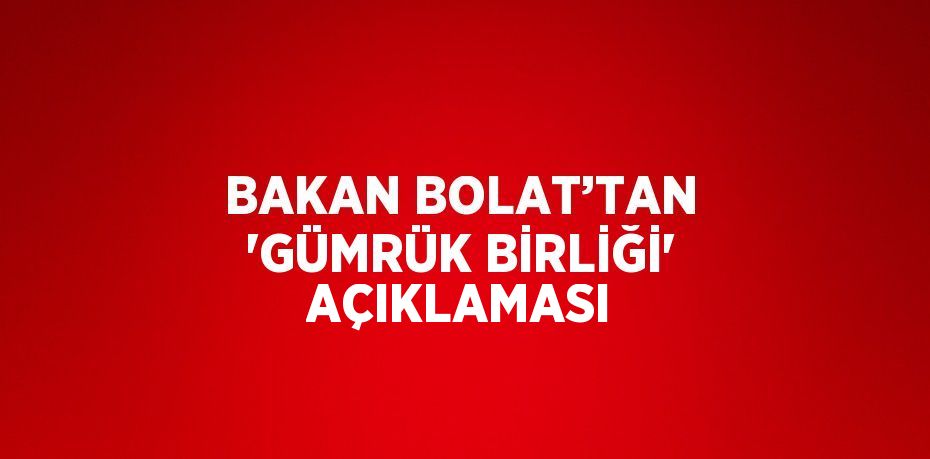 BAKAN BOLAT’TAN 'GÜMRÜK BİRLİĞİ' AÇIKLAMASI