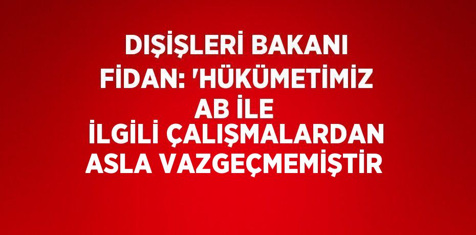 DIŞİŞLERİ BAKANI FİDAN: 'HÜKÜMETİMİZ AB İLE İLGİLİ ÇALIŞMALARDAN ASLA VAZGEÇMEMİŞTİR