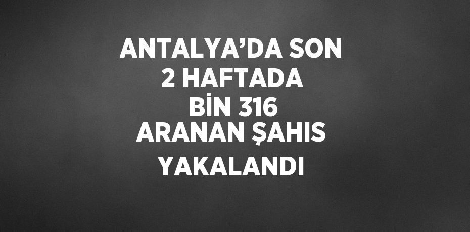 ANTALYA’DA SON 2 HAFTADA BİN 316 ARANAN ŞAHIS YAKALANDI