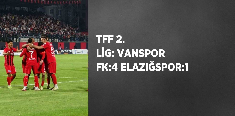 TFF 2. LİG: VANSPOR FK:4 ELAZIĞSPOR:1