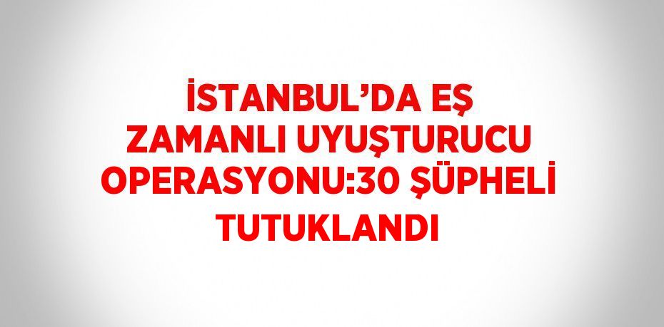 İSTANBUL’DA EŞ ZAMANLI UYUŞTURUCU OPERASYONU:30 ŞÜPHELİ TUTUKLANDI