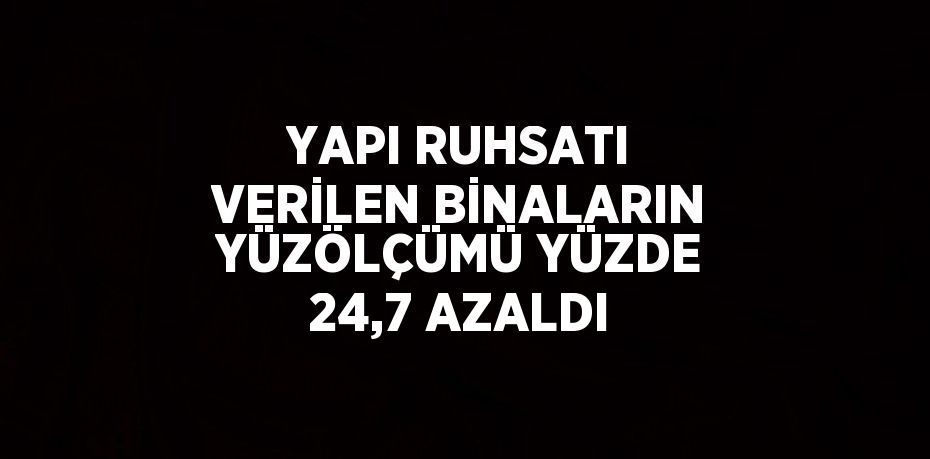 YAPI RUHSATI VERİLEN BİNALARIN YÜZÖLÇÜMÜ YÜZDE 24,7 AZALDI