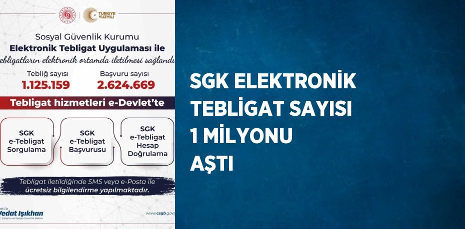 SGK ELEKTRONİK TEBLİGAT SAYISI 1 MİLYONU AŞTI