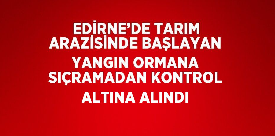 EDİRNE’DE TARIM ARAZİSİNDE BAŞLAYAN YANGIN ORMANA SIÇRAMADAN KONTROL ALTINA ALINDI