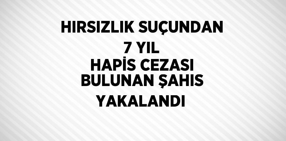 HIRSIZLIK SUÇUNDAN 7 YIL HAPİS CEZASI BULUNAN ŞAHIS YAKALANDI
