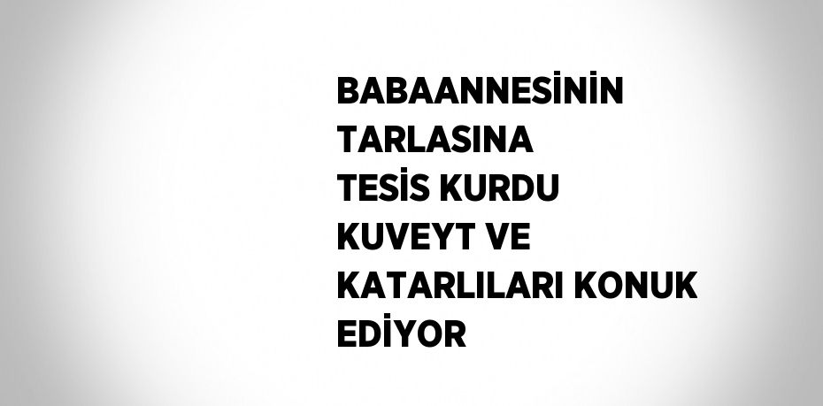 BABAANNESİNİN TARLASINA TESİS KURDU KUVEYT VE KATARLILARI KONUK EDİYOR