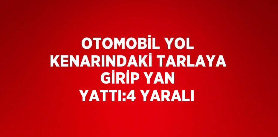 OTOMOBİL YOL KENARINDAKİ TARLAYA GİRİP YAN YATTI:4 YARALI