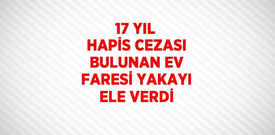 17 YIL HAPİS CEZASI BULUNAN EV FARESİ YAKAYI ELE VERDİ