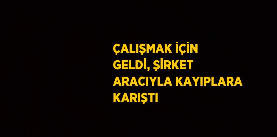 ÇALIŞMAK İÇİN GELDİ, ŞİRKET ARACIYLA KAYIPLARA KARIŞTI