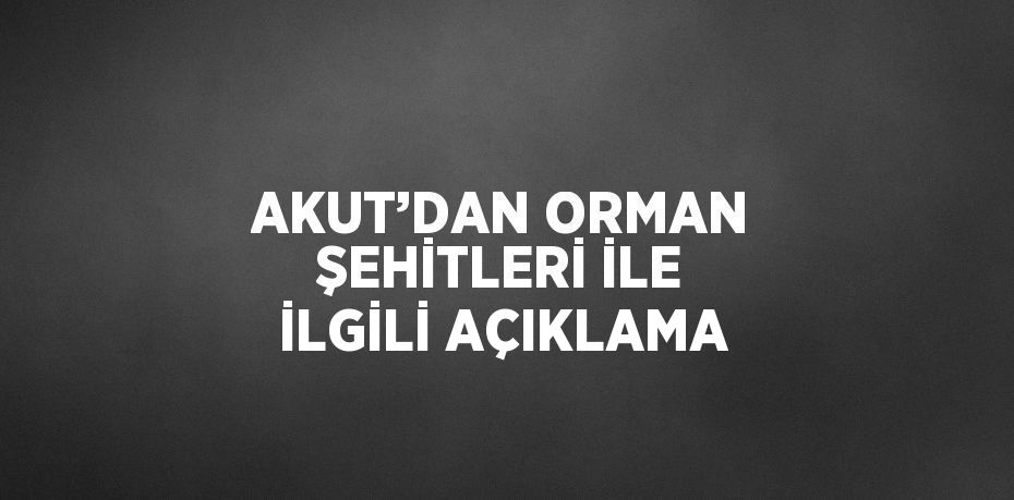 AKUT’DAN ORMAN ŞEHİTLERİ İLE İLGİLİ AÇIKLAMA