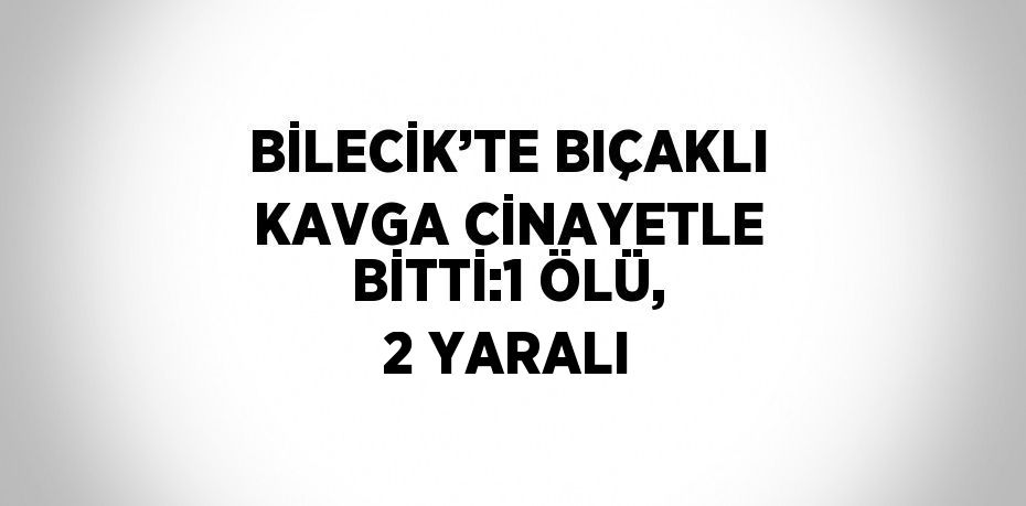 BİLECİK’TE BIÇAKLI KAVGA CİNAYETLE BİTTİ:1 ÖLÜ, 2 YARALI