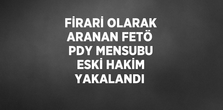 FİRARİ OLARAK ARANAN FETÖ PDY MENSUBU ESKİ HAKİM YAKALANDI