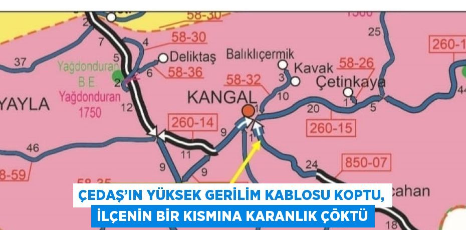 ÇEDAŞ’IN YÜKSEK GERİLİM KABLOSU KOPTU, İLÇENİN BİR KISMINA KARANLIK ÇÖKTÜ