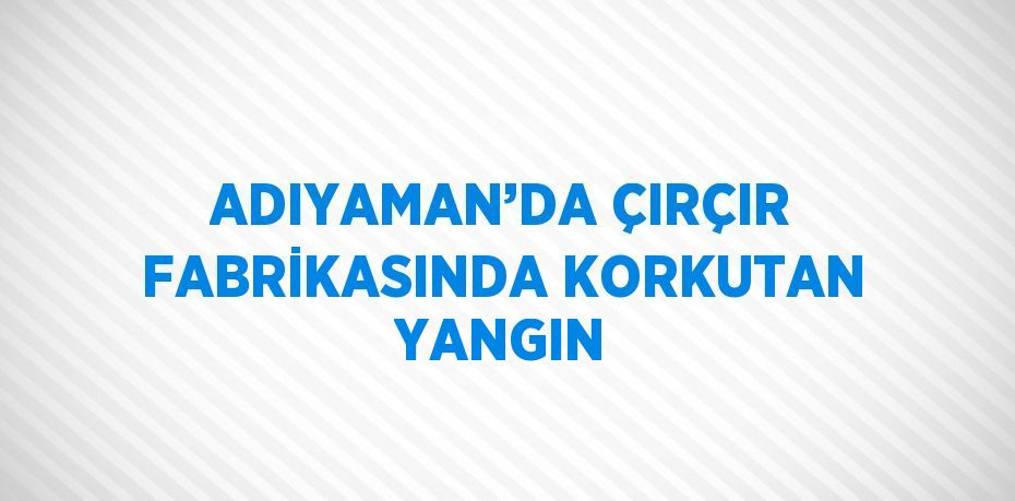 ADIYAMAN’DA ÇIRÇIR FABRİKASINDA KORKUTAN YANGIN