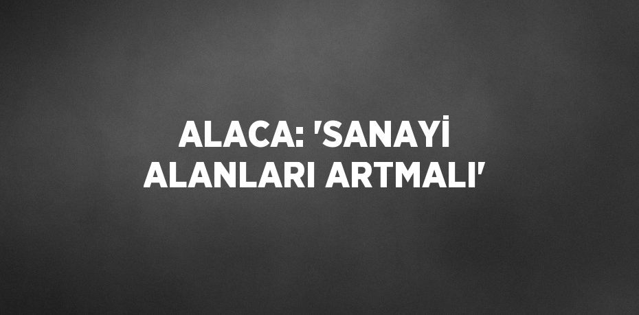 ALACA: 'SANAYİ ALANLARI ARTMALI'