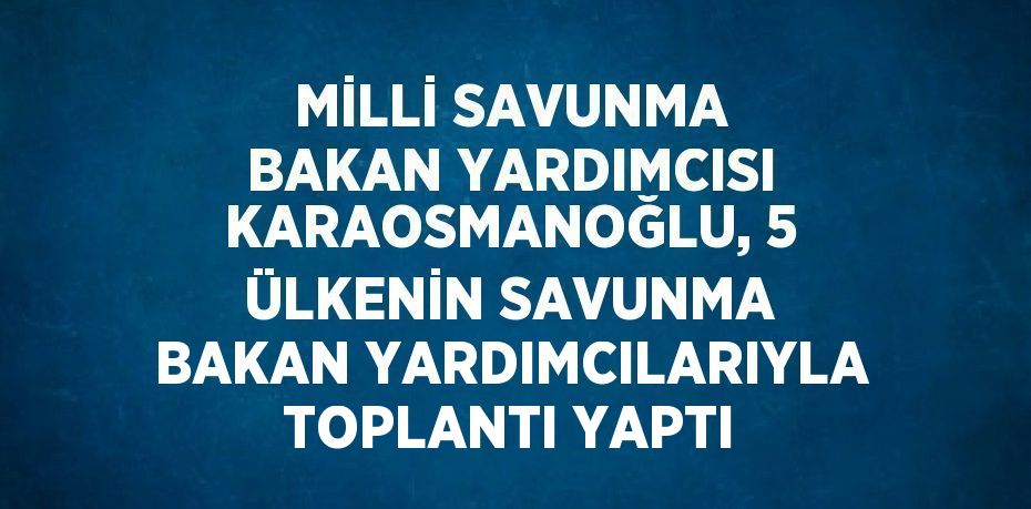 MİLLİ SAVUNMA BAKAN YARDIMCISI KARAOSMANOĞLU, 5 ÜLKENİN SAVUNMA BAKAN YARDIMCILARIYLA TOPLANTI YAPTI