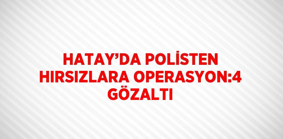 HATAY’DA POLİSTEN HIRSIZLARA OPERASYON:4 GÖZALTI