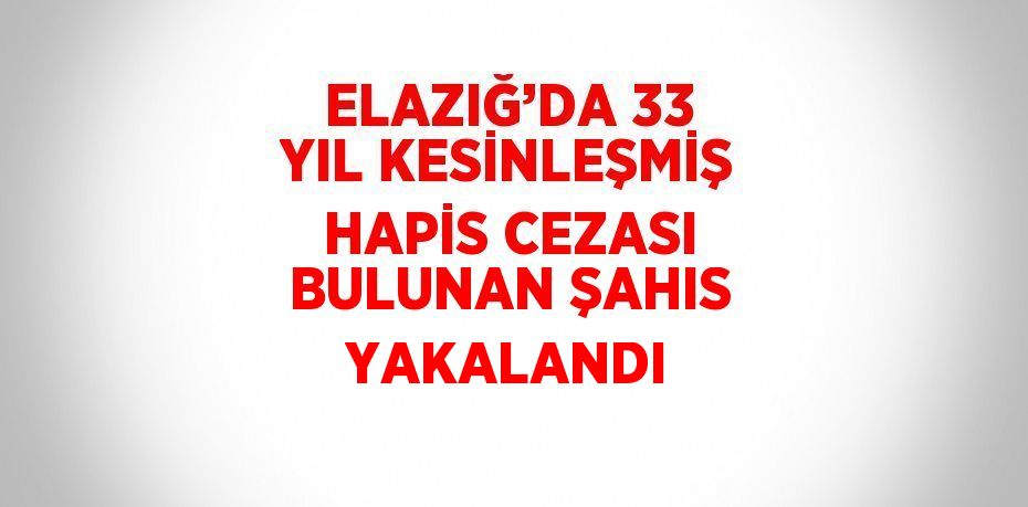 ELAZIĞ’DA 33 YIL KESİNLEŞMİŞ HAPİS CEZASI BULUNAN ŞAHIS YAKALANDI