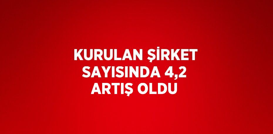 KURULAN ŞİRKET SAYISINDA 4,2 ARTIŞ OLDU