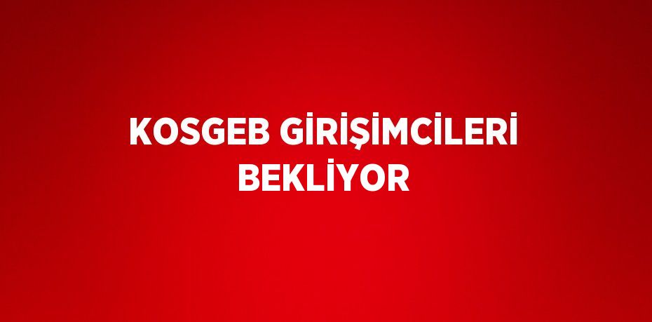 KOSGEB GİRİŞİMCİLERİ BEKLİYOR