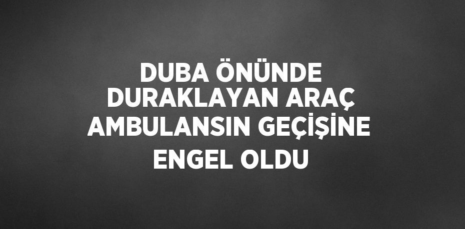 DUBA ÖNÜNDE DURAKLAYAN ARAÇ AMBULANSIN GEÇİŞİNE ENGEL OLDU