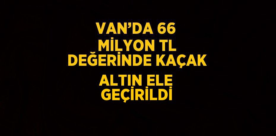 VAN’DA 66 MİLYON TL DEĞERİNDE KAÇAK ALTIN ELE GEÇİRİLDİ