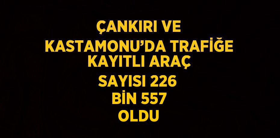 ÇANKIRI VE KASTAMONU’DA TRAFİĞE KAYITLI ARAÇ SAYISI 226 BİN 557 OLDU