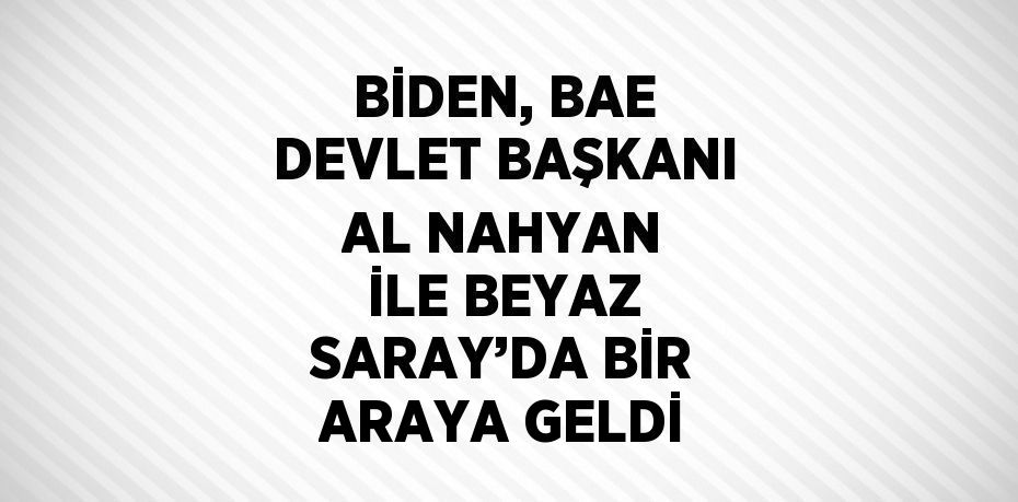 BİDEN, BAE DEVLET BAŞKANI AL NAHYAN İLE BEYAZ SARAY’DA BİR ARAYA GELDİ