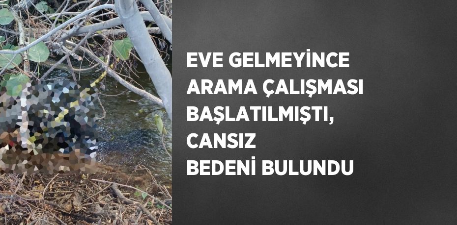 EVE GELMEYİNCE ARAMA ÇALIŞMASI BAŞLATILMIŞTI, CANSIZ BEDENİ BULUNDU