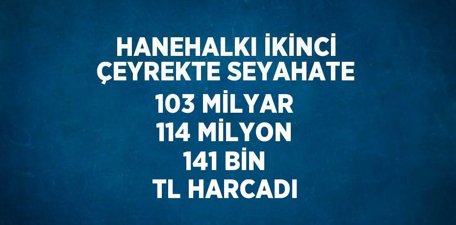 HANEHALKI İKİNCİ ÇEYREKTE SEYAHATE 103 MİLYAR 114 MİLYON 141 BİN TL HARCADI