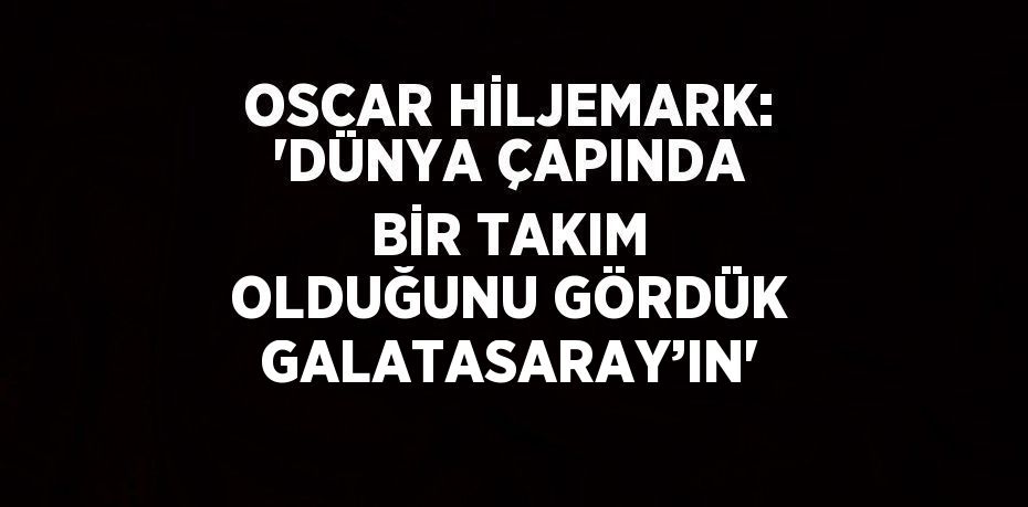 OSCAR HİLJEMARK: 'DÜNYA ÇAPINDA BİR TAKIM OLDUĞUNU GÖRDÜK GALATASARAY’IN'