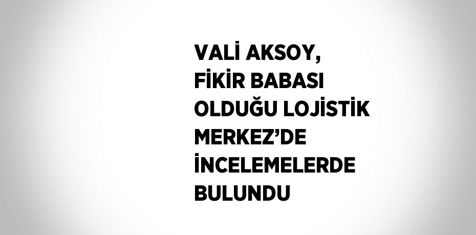 VALİ AKSOY, FİKİR BABASI OLDUĞU LOJİSTİK MERKEZ’DE İNCELEMELERDE BULUNDU