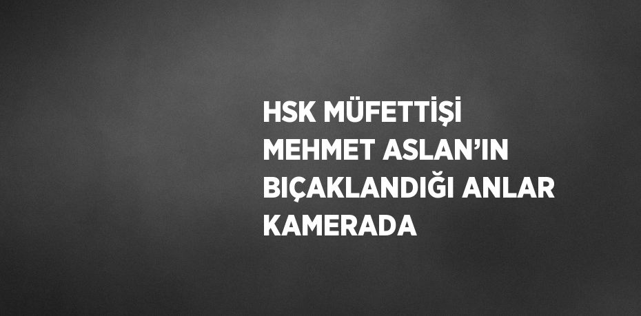 HSK MÜFETTİŞİ MEHMET ASLAN’IN BIÇAKLANDIĞI ANLAR KAMERADA